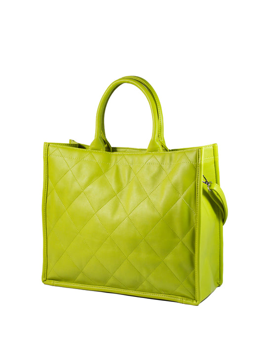 Shopping bag matelassè con tracolla