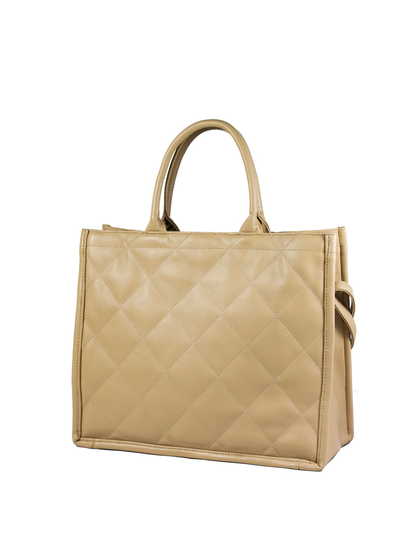 Shopping bag matelassè con tracolla