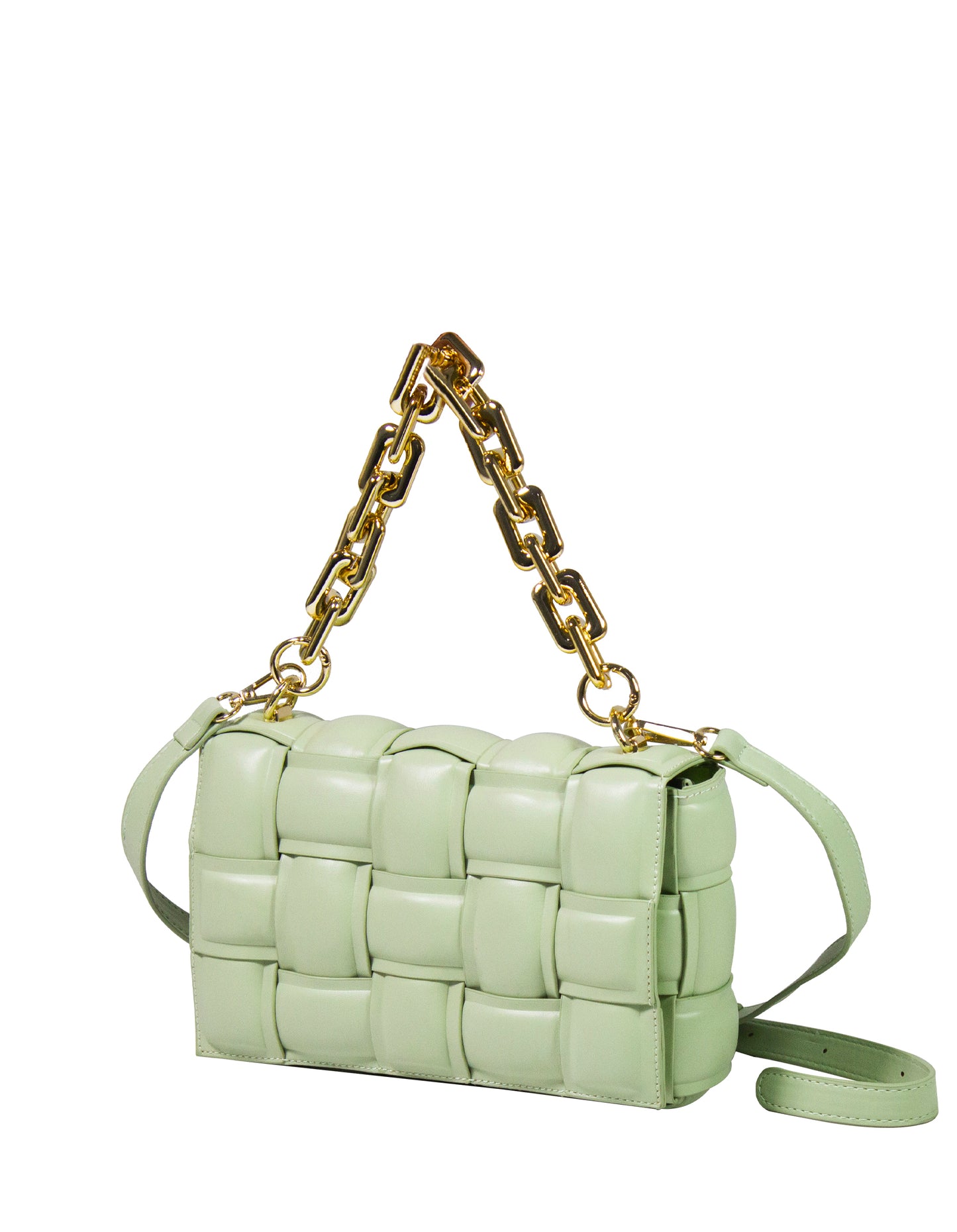 Minibag intrecciata con manico a catena