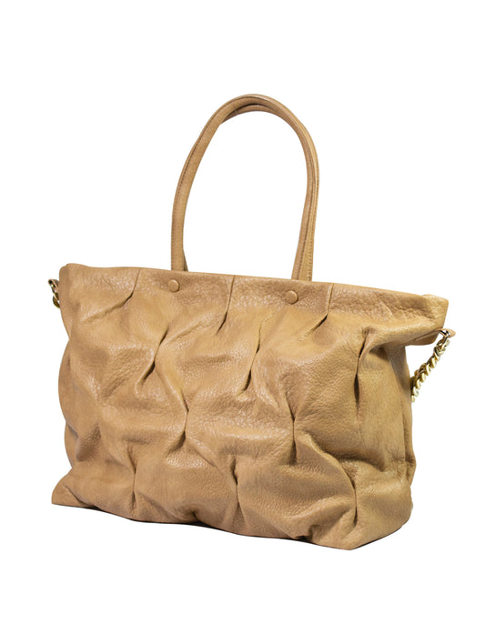 Shopping bag effetto crespo con catena