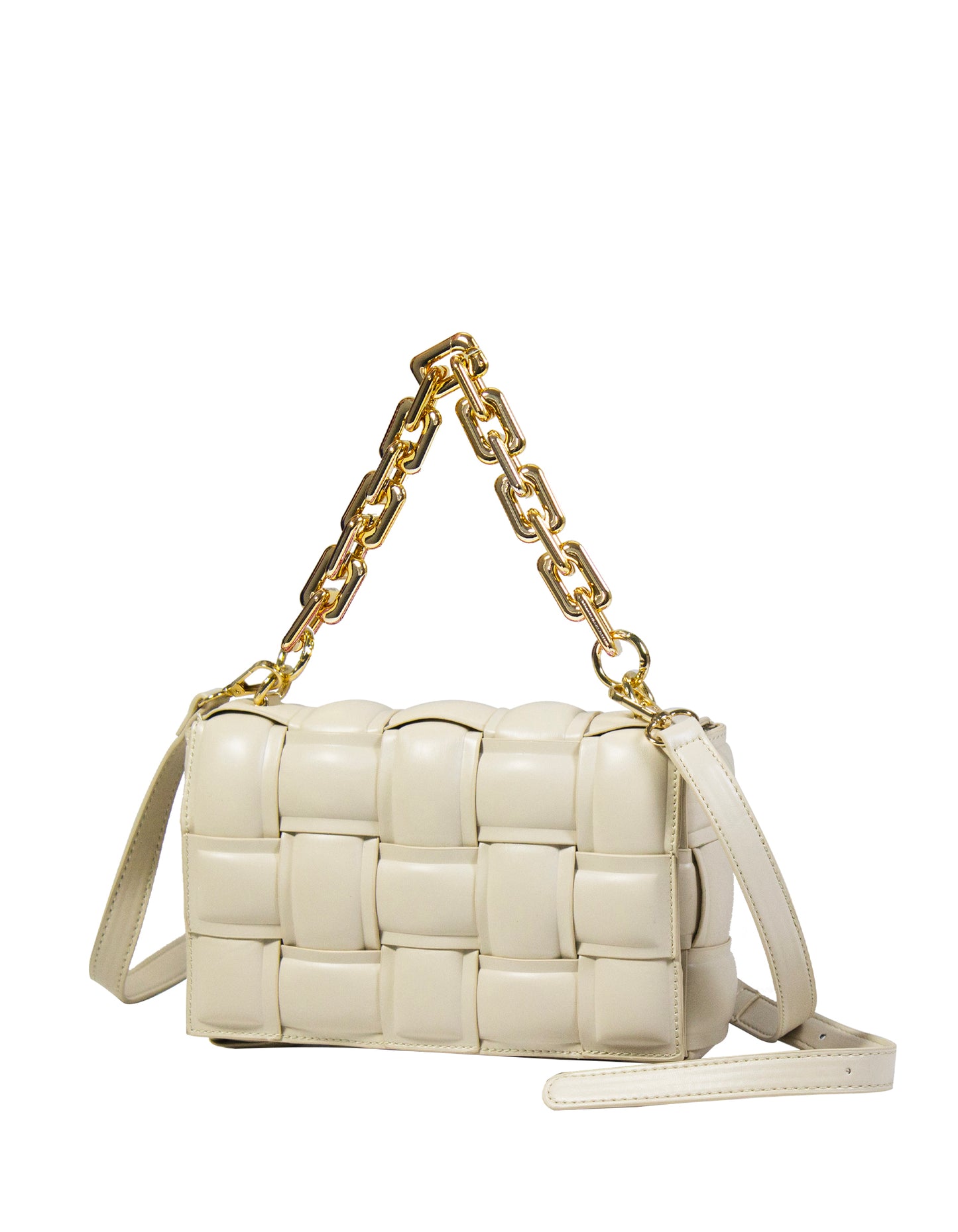 Minibag intrecciata con manico a catena