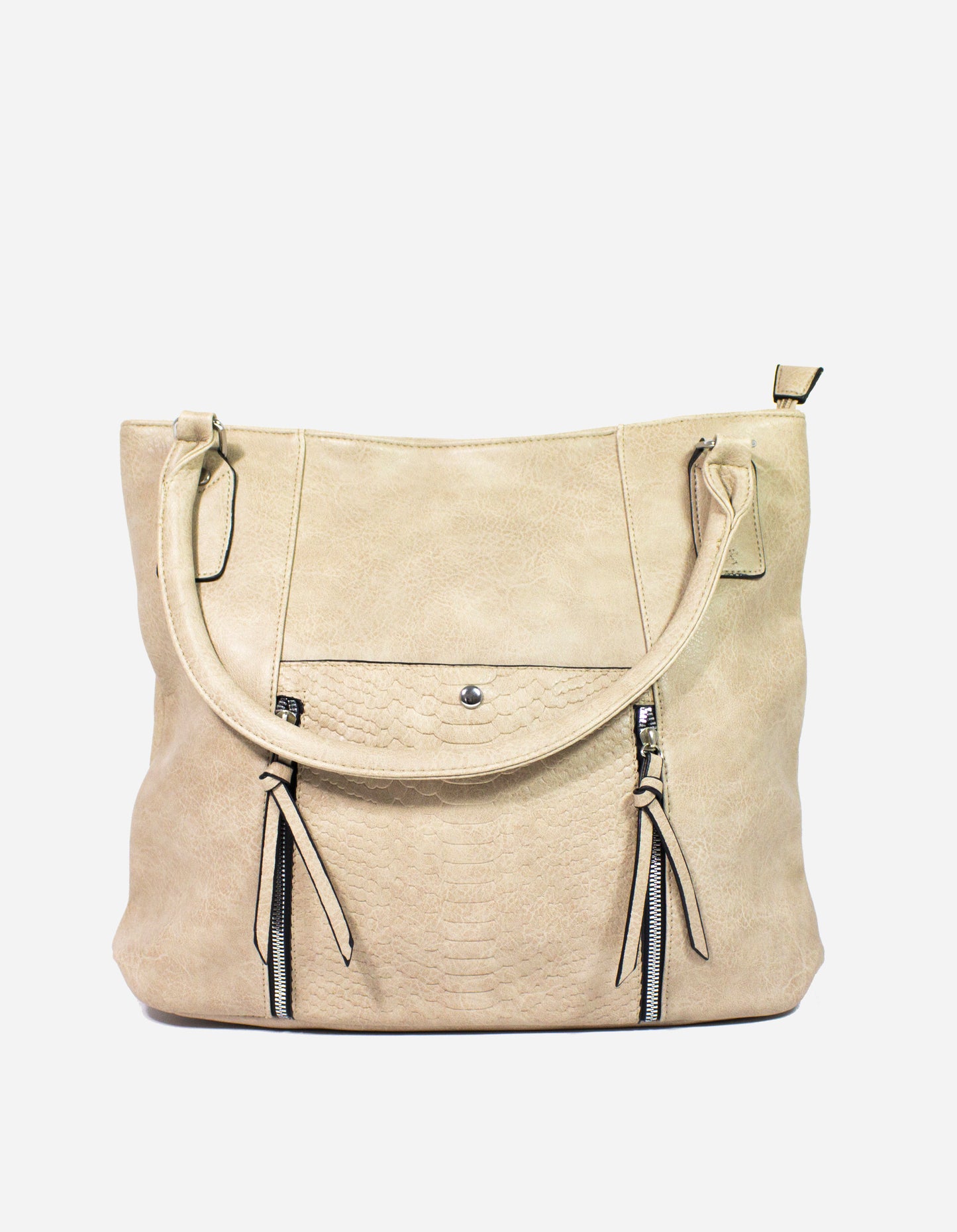 Borsa doppia zip effetto croc