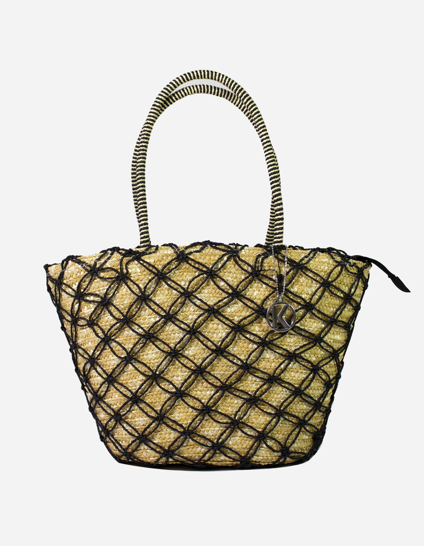 Borsa rigida paglia con manico corda - MALIBU