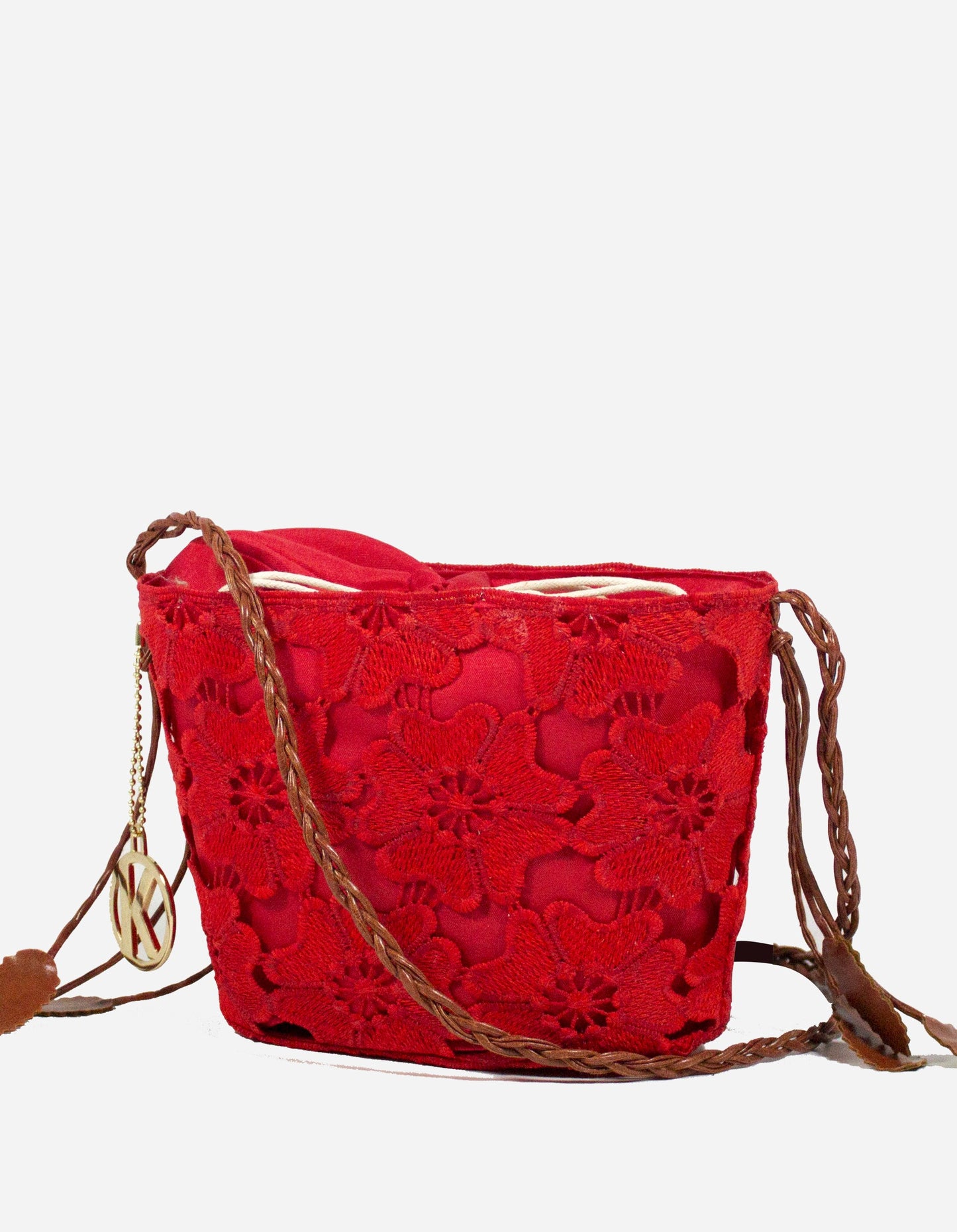 Minibag effetto uncinetto e tracolla cuoio - MALIBU