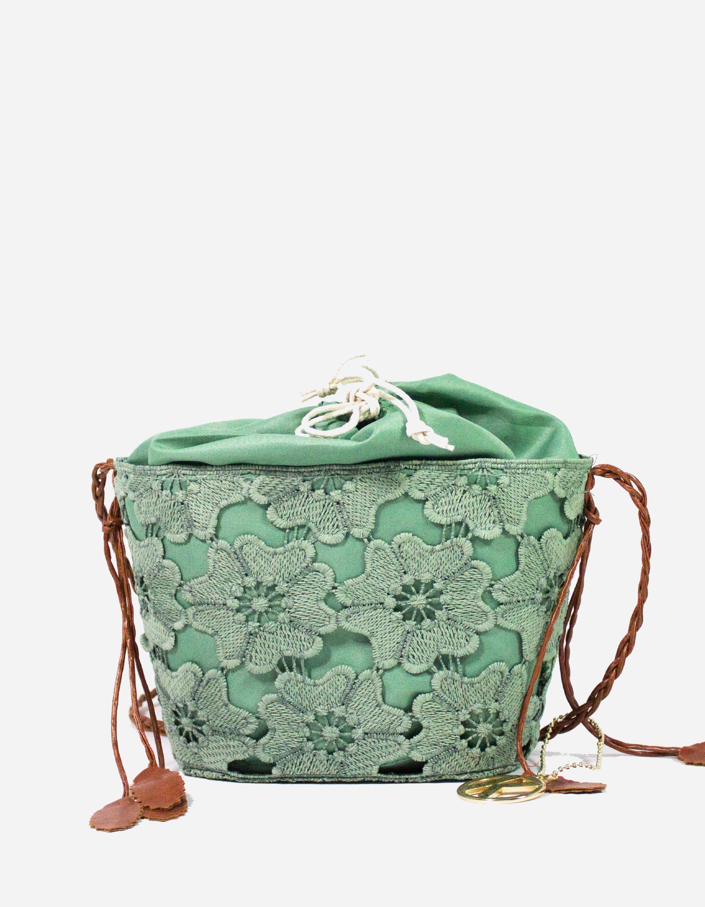 Minibag effetto uncinetto e tracolla cuoio - MALIBU