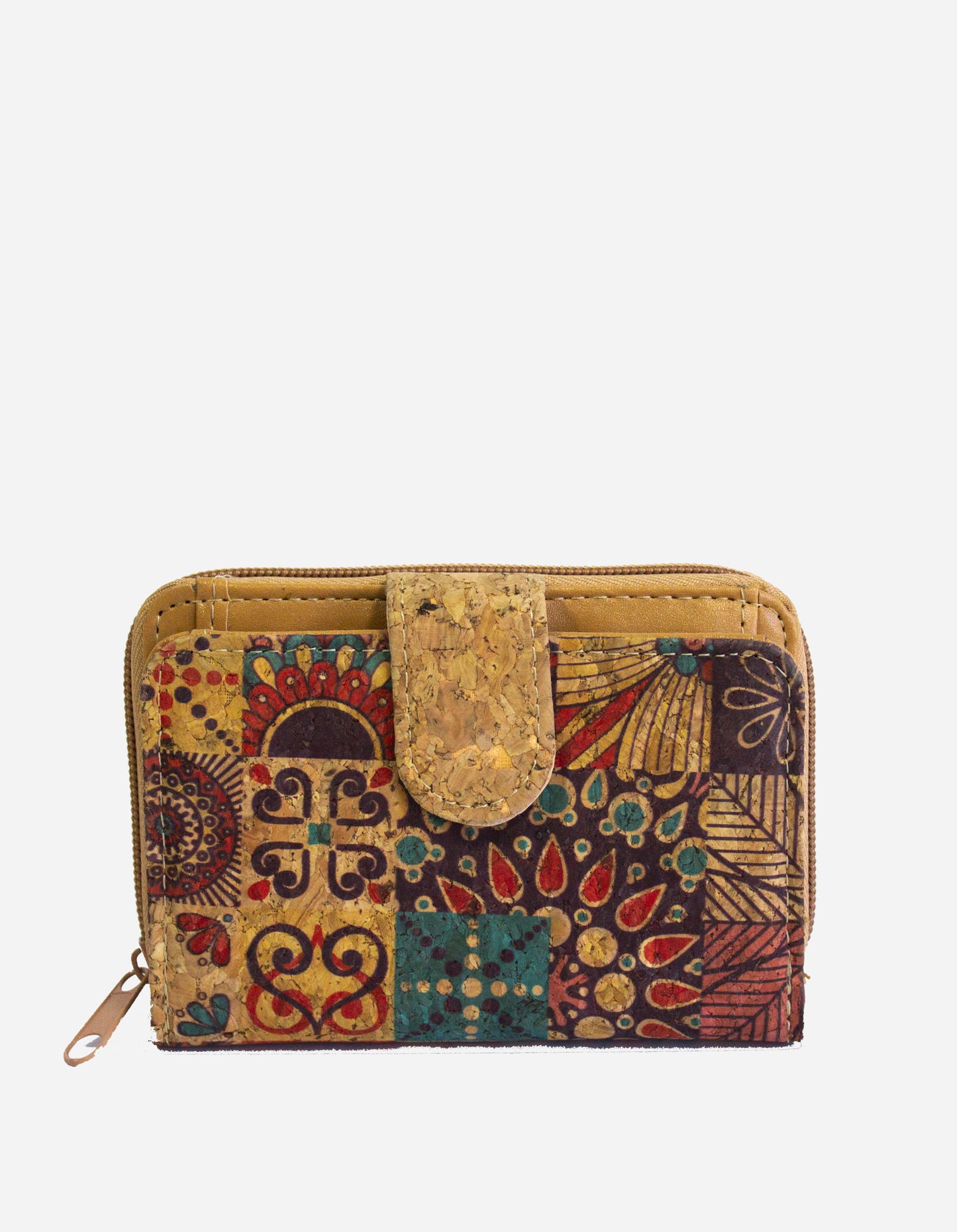 Portafoglio sughero multicolor zip unica