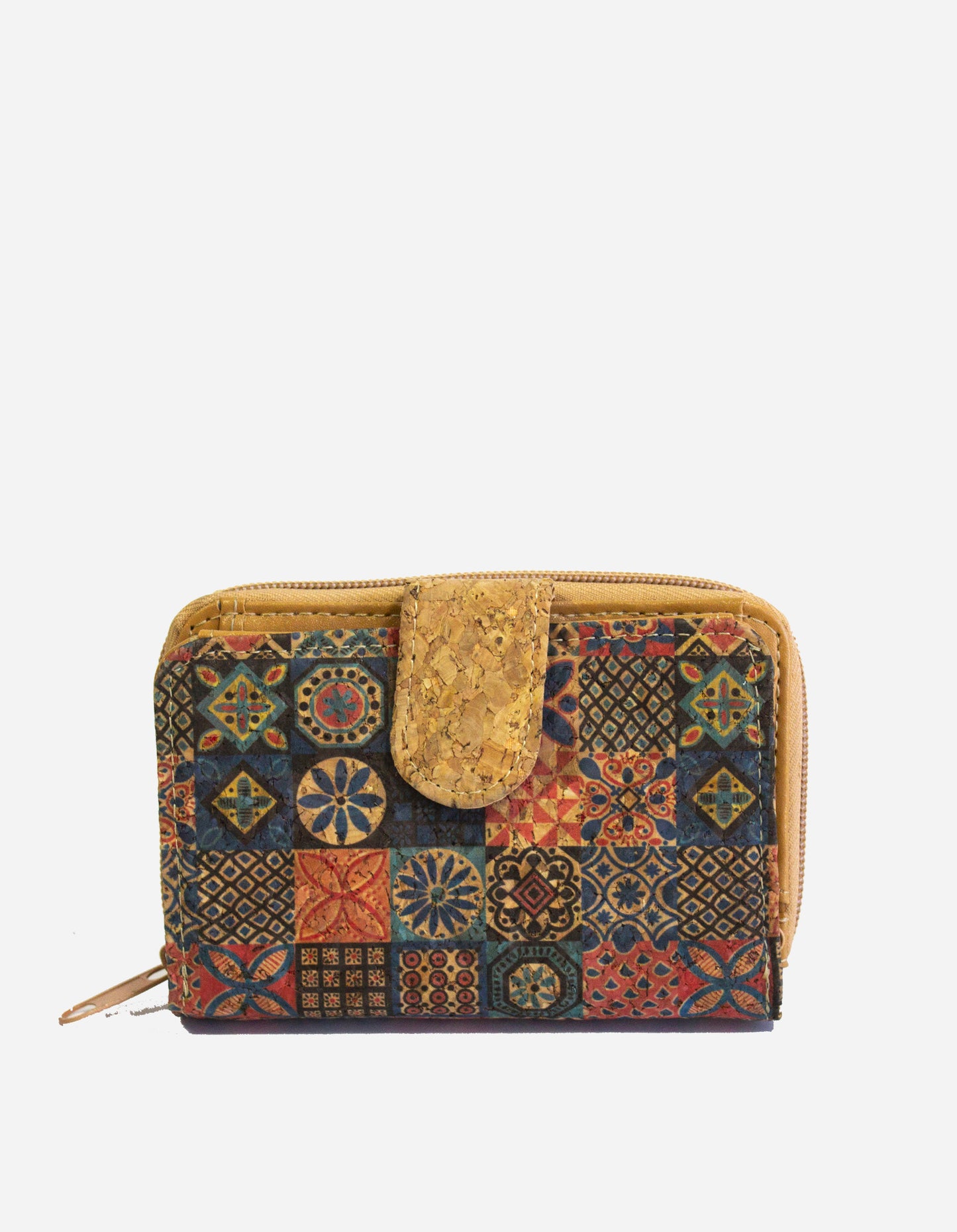 Portafoglio sughero multicolor zip unica