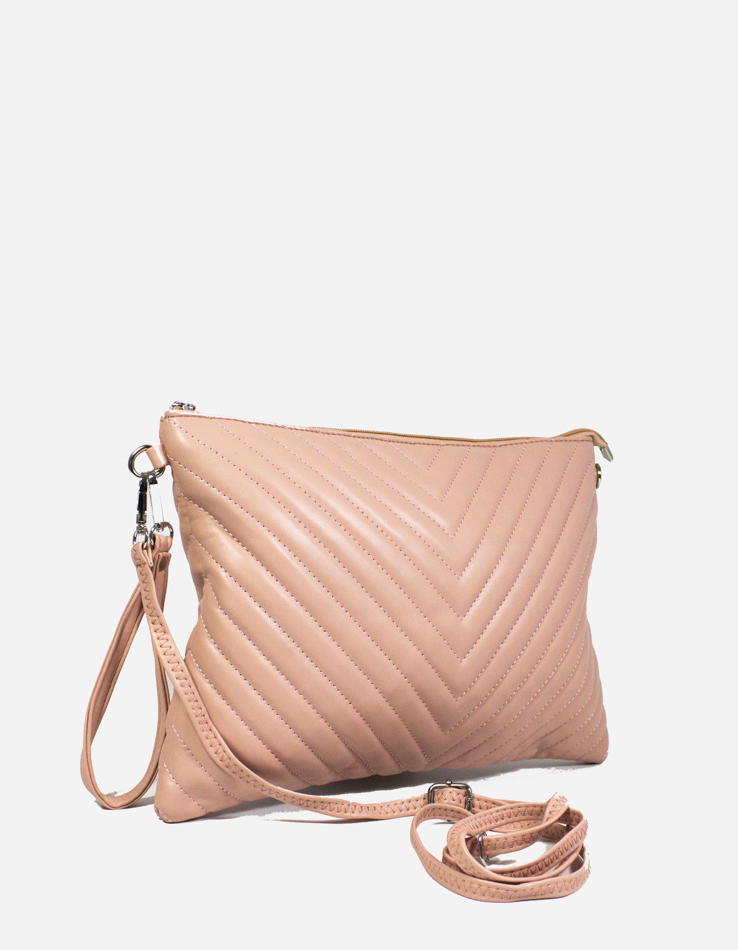 Pochette effetto trapuntato con tracollino