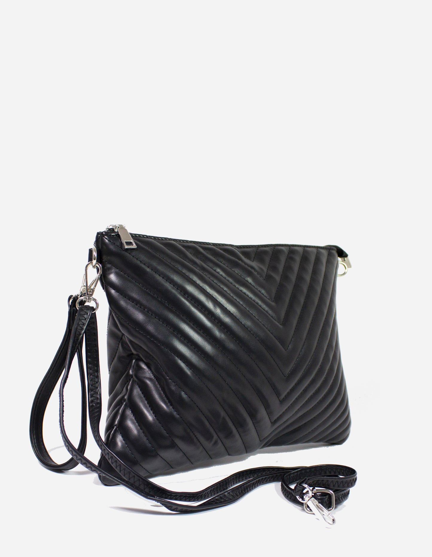 Pochette effetto trapuntato con tracollino