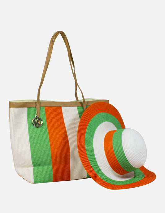 Coordinato borsa e cappello paglia multicolor - MALIBU